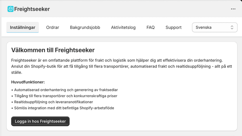 Automatisk fraktbokning