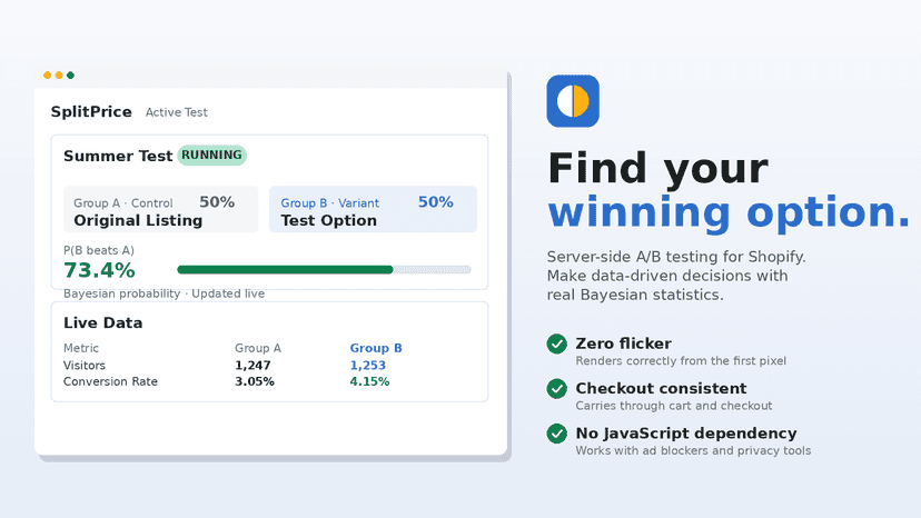 SplitPrice: server-side A/B price testing for Shopify