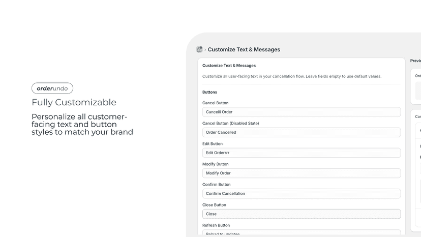 Customize app text, button labels, and brand styles.