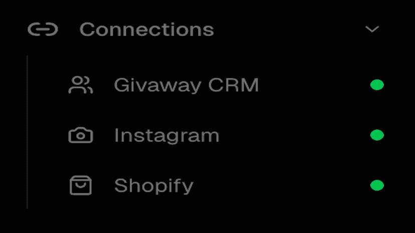 Dashboard with three connected integrations
