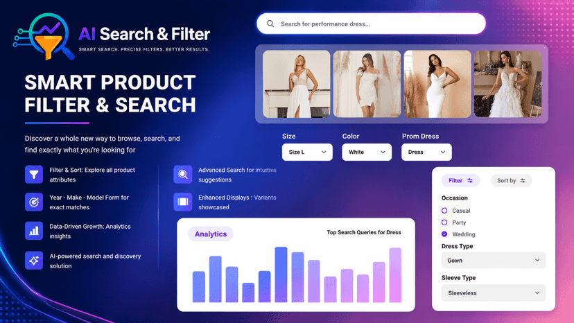 Smart product filter and search app dashboard with analytics