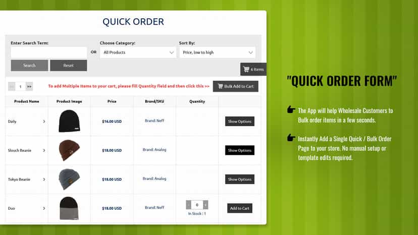 Quick Order Form