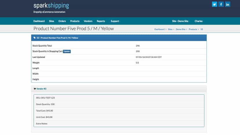 Show a product's vendors