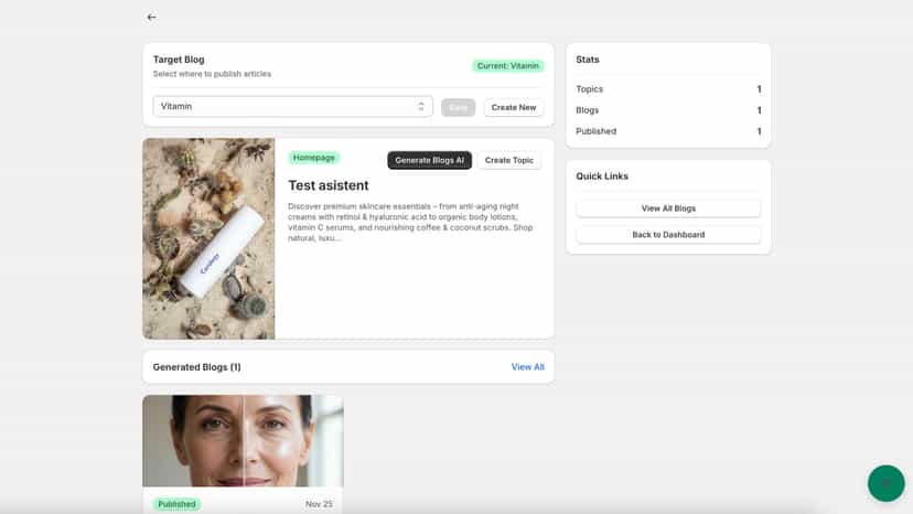 BlogGenAI - Selecting a product as blog source
