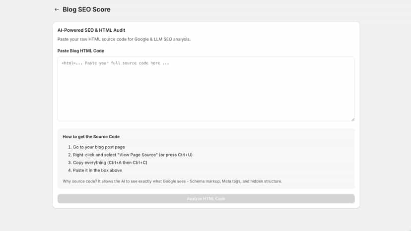 BlogGenAI - SEO score verification for blog post