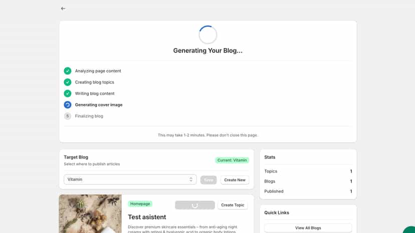 BlogGenAI - AI generating SEO-optimized blog content