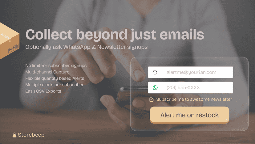 Collect emails, whatsapp number and newsletter consent