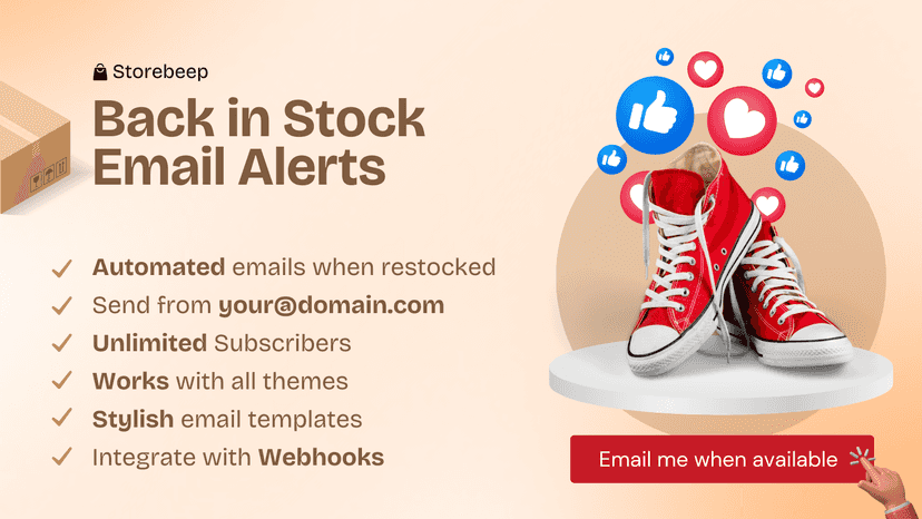 Back in stock Email Alerts by Storebeep