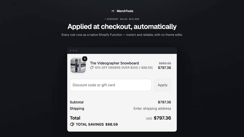 Tiered spend discount applied automatically at checkout