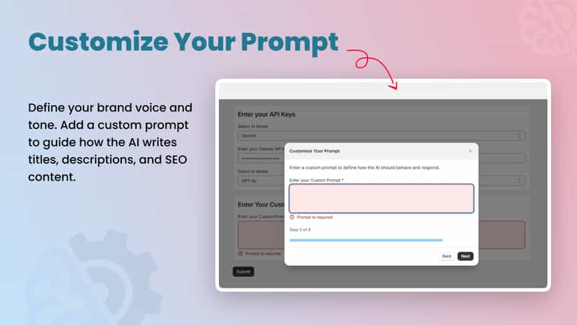 Write custom prompt to generate content that suits your brand