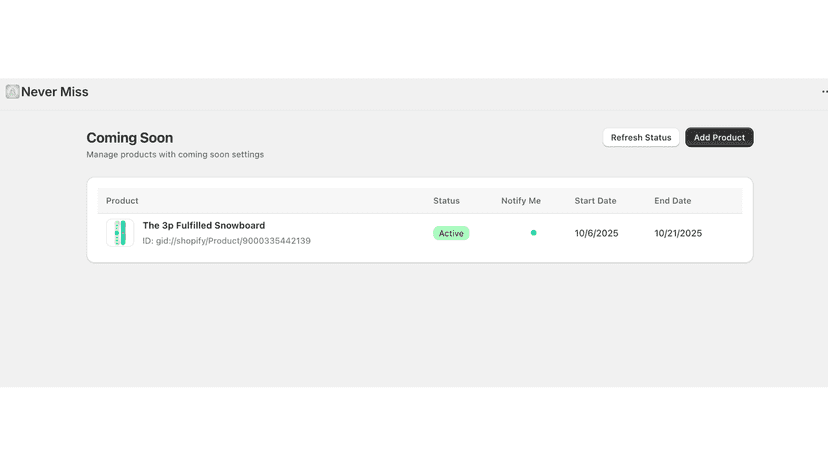 Product list where sellers can figure out what is live
