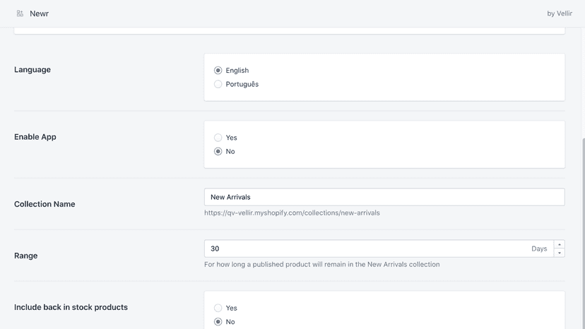 General settings view pt 2