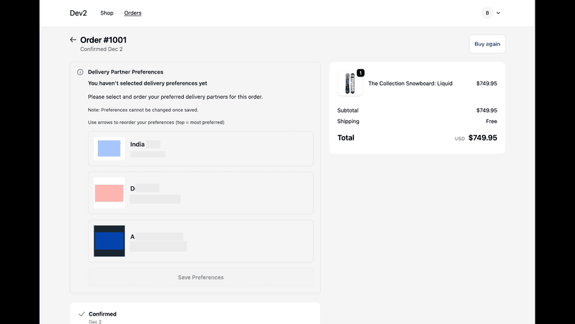 Customer Selection Screen