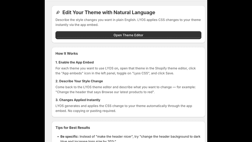 Info page