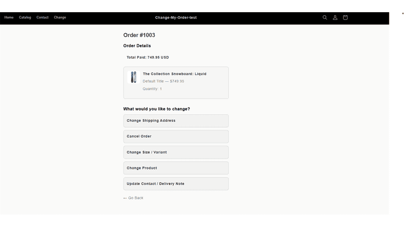Customer portal to look up orders and request changes