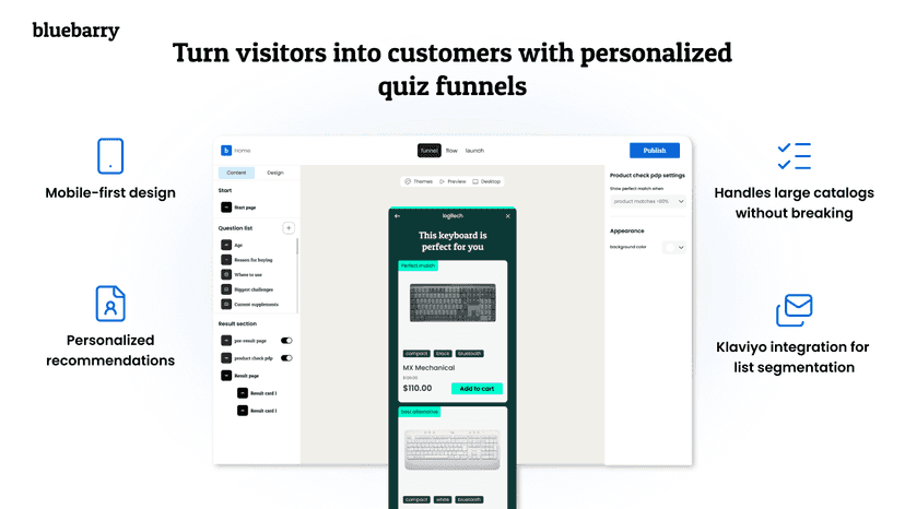 Bluebarry eCom Product Quiz Funnels for Shopify