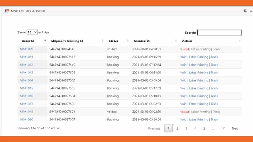 shipment listing