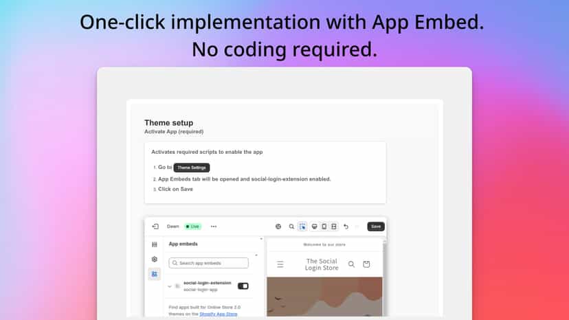 Easy integration with App Embed