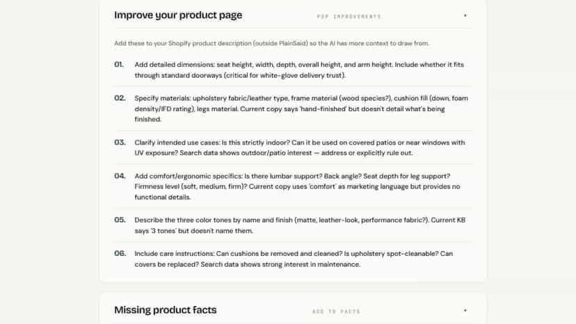 Find improvement opportunities and missing facts, automatically