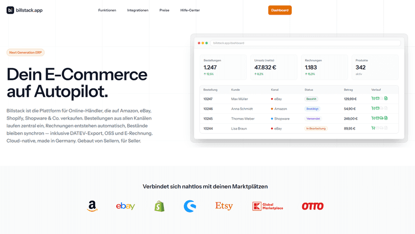 Billstack Start Page