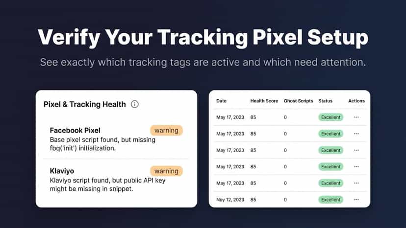 Pixel health warnings