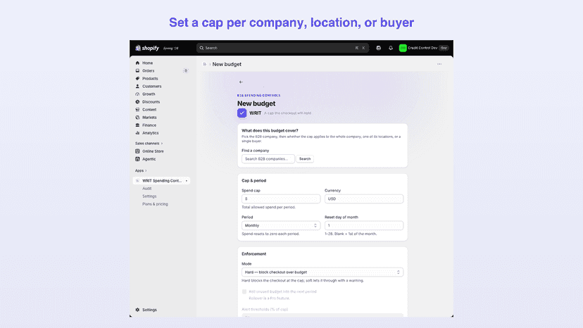 Creating a monthly spend budget for a B2B company