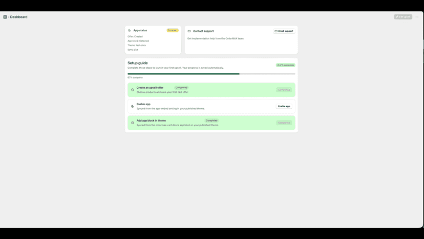 Dashboard page