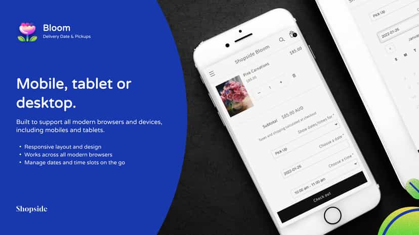 Mobile, tablet, or desktop. Mobile phone using Bloom to checkout