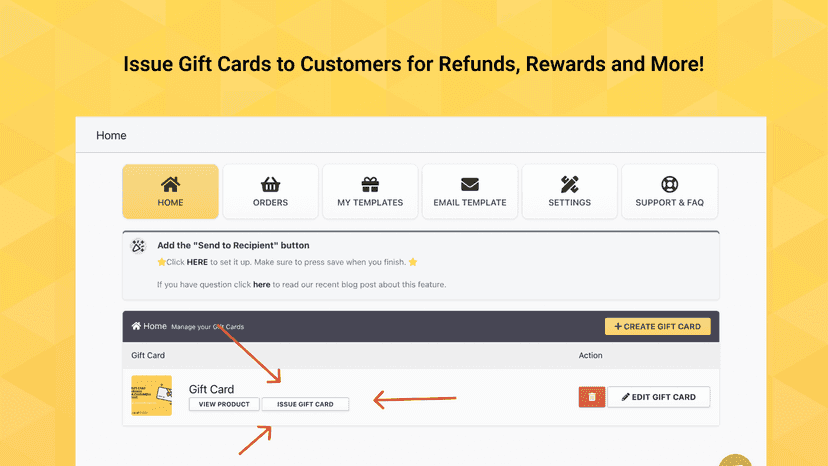 Incentivize your customers by easily sending gift cards to them