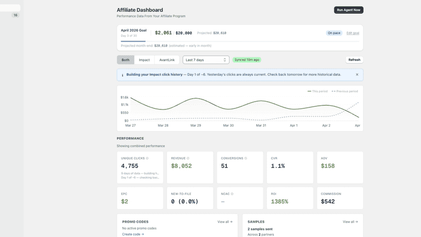 OptimizeAffiliate Dashboard