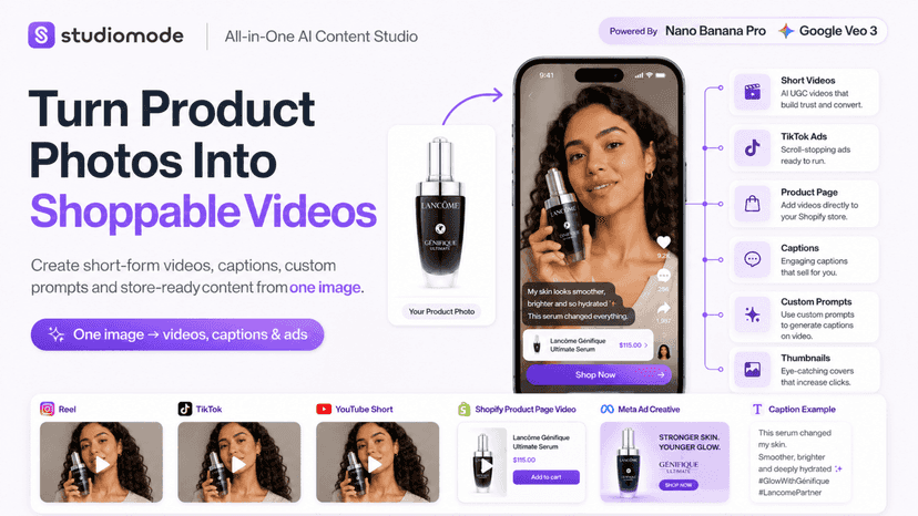 Turn product photos into AI shoppable videos and ads