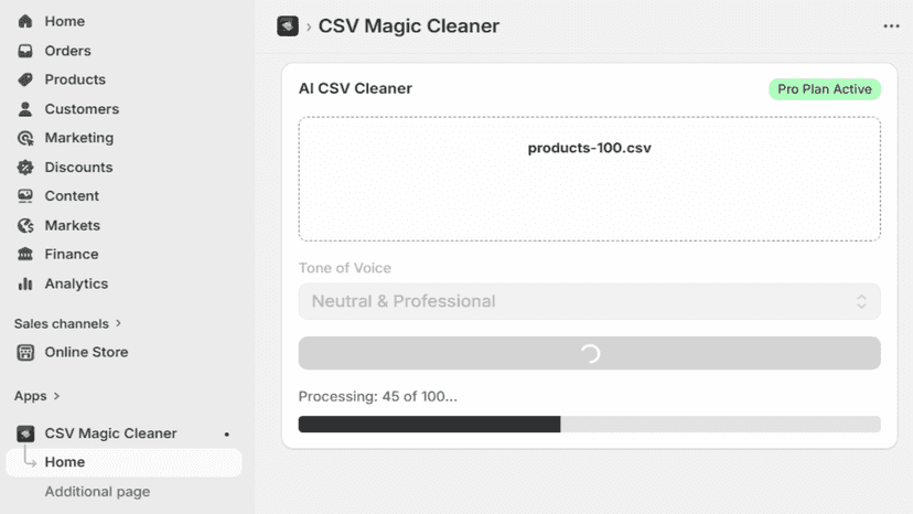 AI engine processing and optimizing product descriptions in bulk