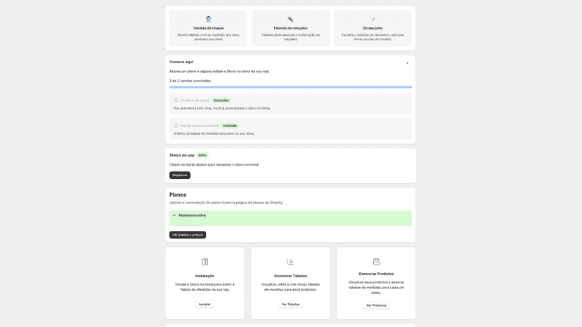 instalação do app tabela de medidas