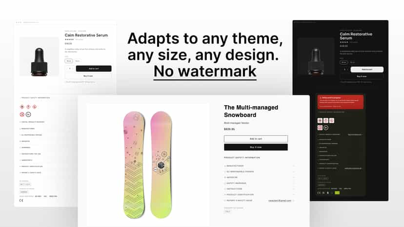 Seamless and beautiful theme integration of GPSR product details