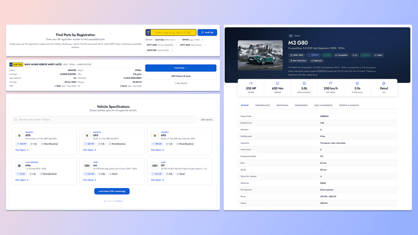 Find parts by vehicle information