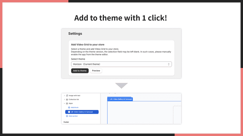 Add to theme with 1 click!