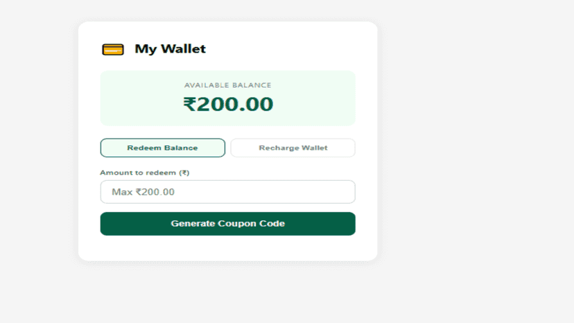 Wallet credits of the customer