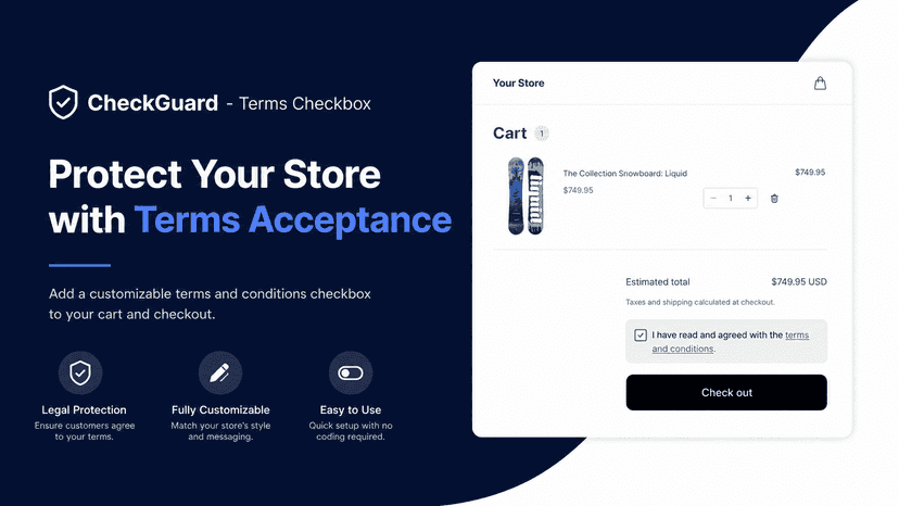 Terms and conditions checkbox on Shopify cart page