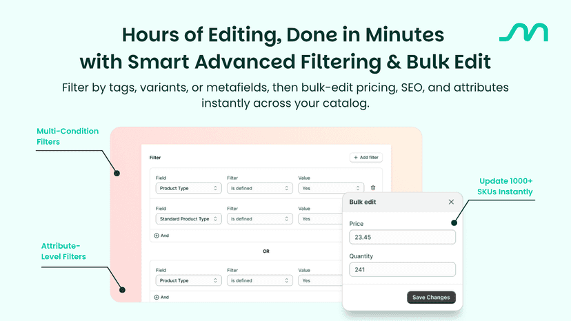 Shopify PIM with Advanced Filtering & Bulk Edit