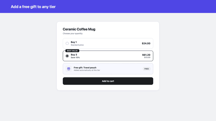 Add a free gift to any tier