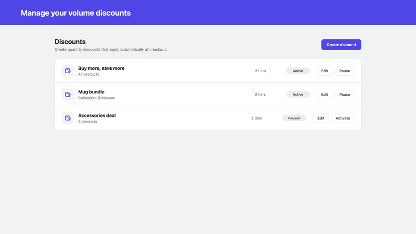 Manage your volume discounts