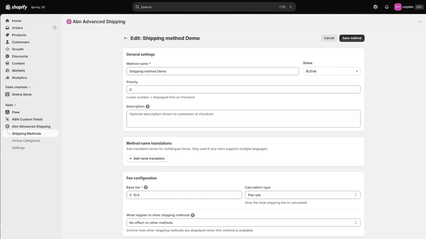 Rule editor with conditions and rate calculation settings