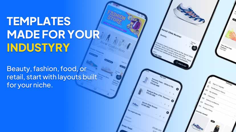 Industry-specific mobile app templates for Shopify stores