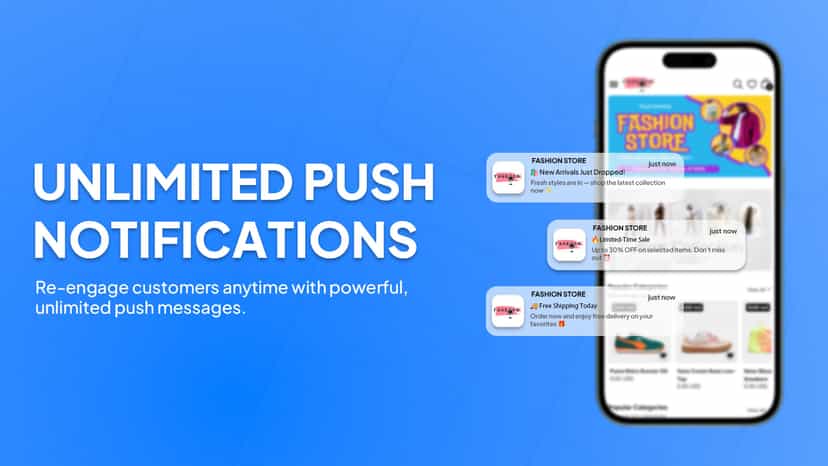 Unlimited push notifications for Shopify mobile apps