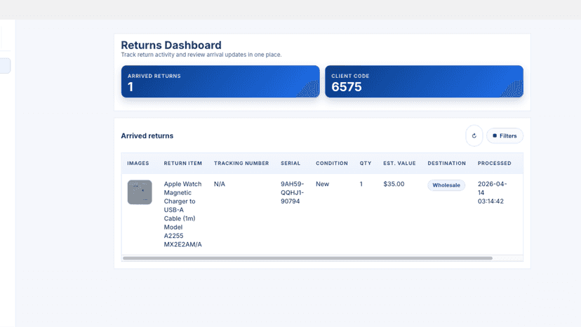 Main Returns Dashboard