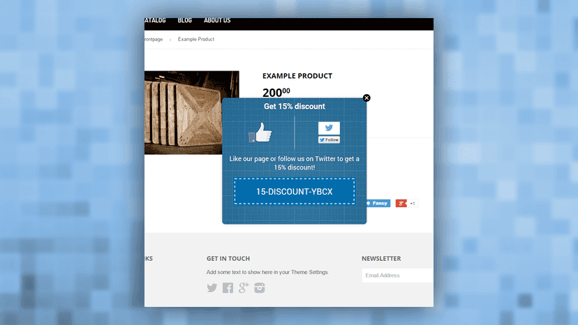 Discount code after Facebook page was liked