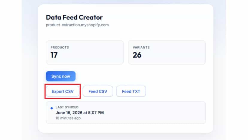 Download the Products and Variants CSV file