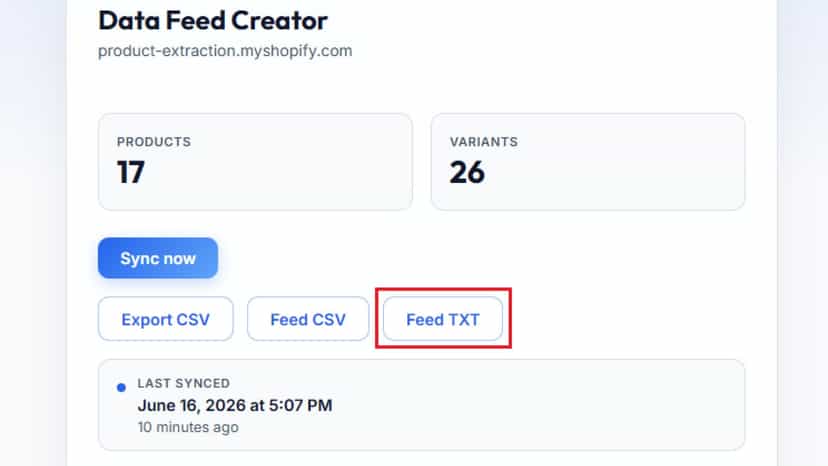 Generates TXT of Products and Variants to stream
