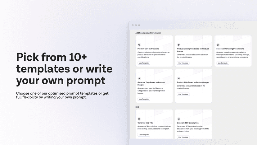 SEO optimized templates for AI content generation.