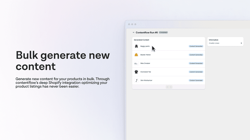 Generate content in bulk in seconds and optimise your listings.